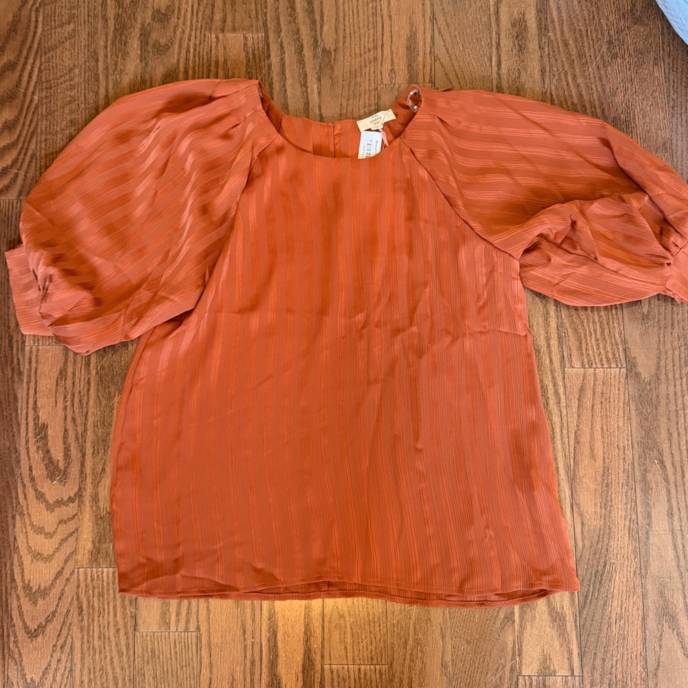 Entro Terracotta Puff Sleeve Blouse